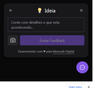Widget de Feedback - Tela Idaia