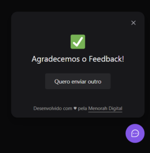 Widget de Feedback - Tela de Agradecimento